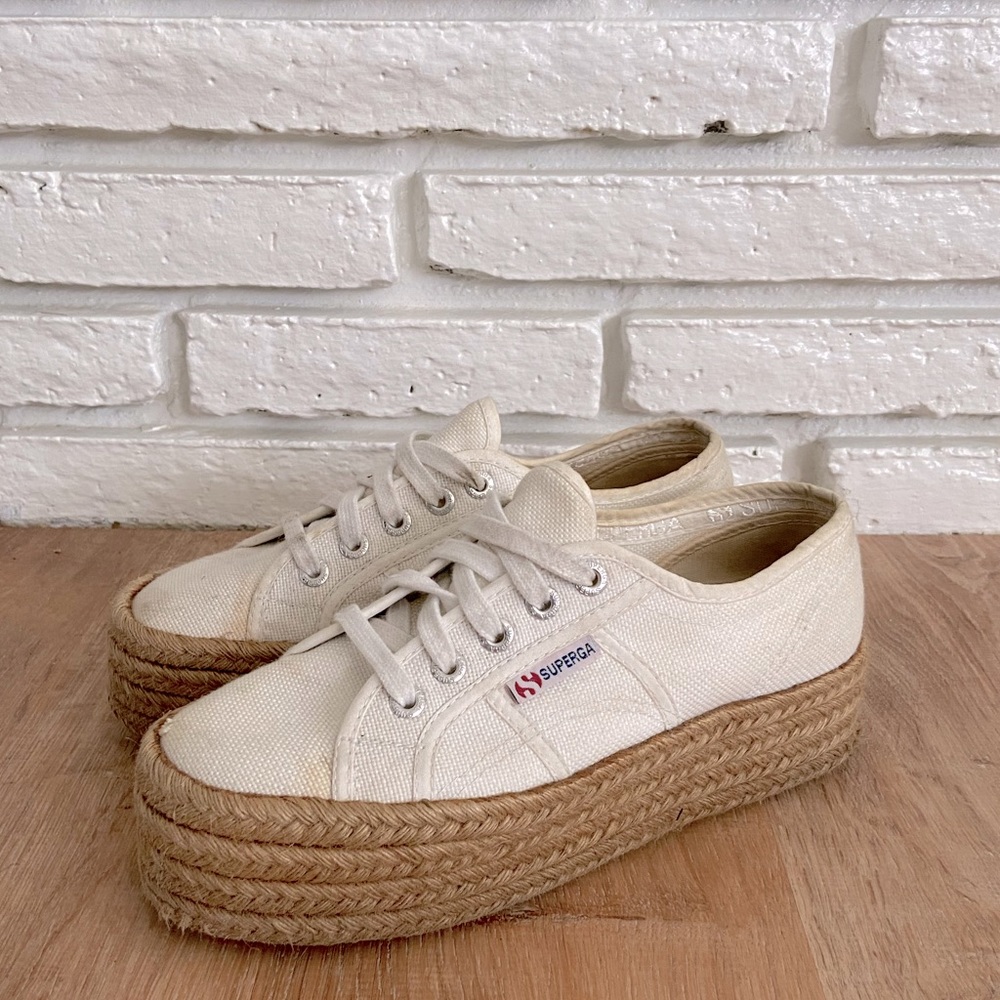 Superga White Platform Espadrille Sneakers